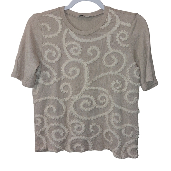 Zara Ladies Short Sleeve Crew Neck Sweater- S - Picture 1 of 4